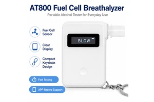 Fuel Cell Breathalyzer Alcohol Tester with OLED Display Portable Keychain Design for Personal Use