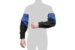 Heat-resistant Welding Work Sleeves Split Cowhide Leather & High Performance FR Cotton Protective Arm Guard With Elastic Cuffs