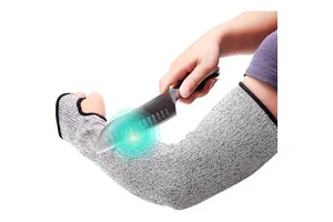 18 Inch HPPE Arm Protection Bite Proof Anti Cut Sleeves with Thumb Holes Glass Processing Construction Cut Resistant Arm Sleeves