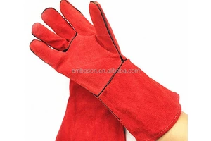 Custom Heat Resistance Cowhide Leather Welding Gloves Fire Proof Anti-Cut Abrasion Resistant Multi Color Welding Gloves