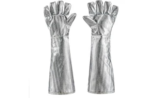 Swelder 55CM Long Gaunlet High Temperature Aluminized Glove Heat Resistant Welding Gloves for Smelting,metal Industry,etc.