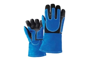 Vintage Winter Leather Long Cuff Welding Gloves for Outdoor Use with Extra Safety Flame-Resistant and Reinforced Palms