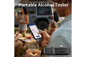 Mini Alcohol Detector with App | Plug & Measure Breathalyzer | No Charging Needed