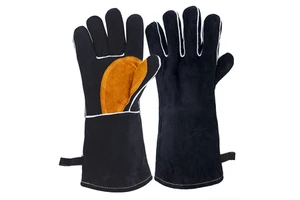 Heavy Duty Reinforced Split Leather Welding Gloves Safety Hand Protection Gloves with Firefighting Barbeque Features