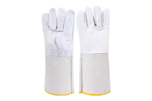 Long Canvas Double-layer Protective Heat Resistant Fireproof Thicken Safety Work Electric Welding Gloves for Welders