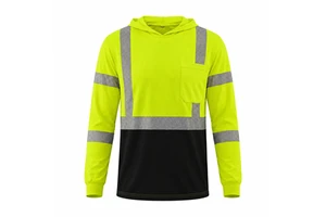 Custom Logo Hi Vis Reflective Hooded Work Shirt Lightweight 130gsm Breathable Safety Hoodie With Chest Pocket For Men