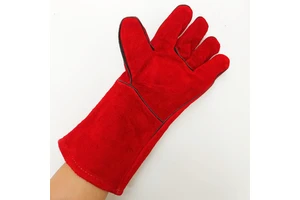 A Garde 14" Red Cowhide Spliced Extended Gloves Hand Protective Work Safety Welding Gloves for Heat Resistant Welders Heavy Duty