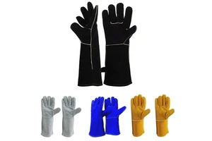 Men Heat Insulation Welding Work Gloves Made of Cow Split Leather Heat Fire Resistant Labor Protection Gloves Guantes De