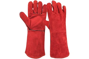 Double-Layer Genuine Cowhide Leather Welding Gloves Extended High Temperature Resistant Anti-Scalding Heat Insulation for Labor