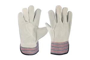Gloves for Work Short Stripe Back Safety Cuff Patched Palm Cow Grain Leather Welding Work Gloves for Welder Mens Gloves