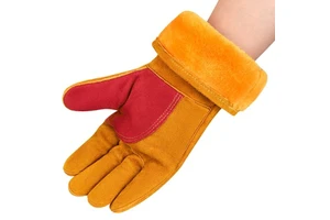 ZhiKangAn Cowhide Fleece Electric Welding Gloves Thickened Anti-Scald Heat Insulation High Temperature Resistant Cold-Proof