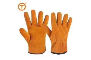 Durable Utility Tough Split Cow Leather Welding Gloves Cowhide Working Hand Gloves For Welders Fireplace BBQ Gardening