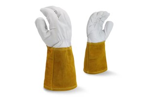Hot Selling 14' Cow Split Leather Welding Gloves Industrial Safety Protective Welder Gloves Winter Long Hand Leather Gloves