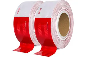 DOT-C2 Waterproof Red and White Reflective Safety Tape PET Material Conspicuity Tape for Outdoor Use on Trailers Cars Trucks