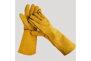 40cm Cowhide Electric Welding Gloves High Temperature Resistant Anti-Scalding Double Layer Wear-Resistant Thickening Labor