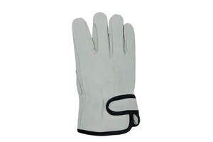 Wear Resistant Goatskin Industrial Leather Working Gloves Full Grain Work Construction Driver Elastic Straight Cuff