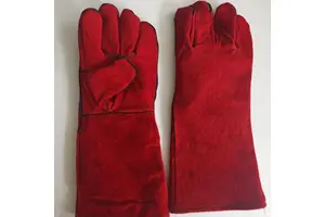 CE EN388 Suede Leather Black 14 Inch Thermal Insulated Welding Work Gloves Industrial