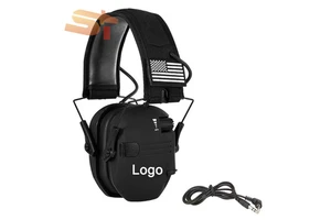 Outdoor Tactical Electronic Earmuff ABS Safety Foldable Anti-Noise Gun Impact Sound Amplification Hearing Protector Case 23dB