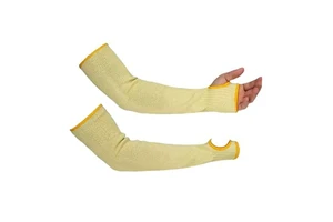 Level 5 Heat Resistant Anti-Cut Protective Sleeves Yellow Aramid Fiber Fire Proof PPE with Thumb Hole for Working