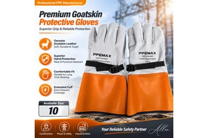 14 Inch Goatskin Welding Gloves Textured Anti-Slip Heat Resistant Anti-scald Thickened Wear-resistant Safety Work Gloves Support