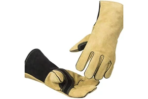 Leather Industrial Welding 16" Long Sleeve Leather Reinforced Welding Gloves Function Anti-Heat Industrial Safety Leather Gloves