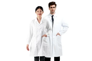 H-1136 Factory Price White Labcoats Comfortable Breathing Workwear Jacket Dustfree Cleanroom Uniforms Safety Products