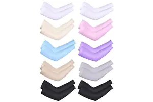 Custom Logo Elastic Colored Large Cycling Arm Guards Sleeves UV Sunscreen Arm Compression Sleeve For Outdoor Sports