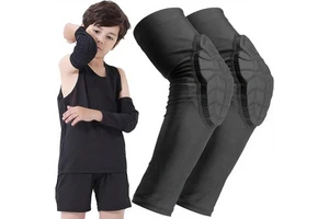 Kids Youth 5-15 Years Padded Arm Knee Sleeve Compression Leg Protective UV Protection Silicone Anti-Skid Strip
