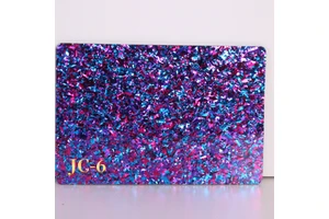 Wholesale DIVERSE JC-06 Customized 4mm Laser Cutting Cast Plastic Chunky Glitter Dichroic Acrylic Sheet