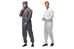 100D Stripe Autoclavable Grey Antistatic Jumpsuit Clean Room Overalls Coveralls ESD Dustproof Polyester Working Safety Clothing