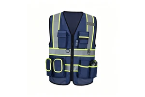 Wear ANSI Class 1 Flame Retardant Safety Vest 100% Cotton Dark Blue Work Clothes Construction Warning Cheap Wholesale Uniform