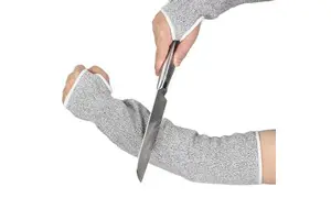 SIZAsafety Protective Sleeves Grey HPPE Long Sleeve Cut Resistant Arm Guards Anti-Cut Working Arm Protection