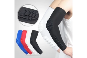 Men Women's Sports Honeycomb Anti-Collision Compression Arm Sleeves Flexible Protective Gear Elastic Elbow Pads for Basketball