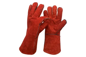 Heat Resistant Red Leather Welding Gloves Cow Skin Leather Safety Hand Gloves