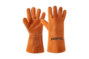 EN12477 Men's 14\" 16\" Leather Welding Gloves with Soft Lining Heat Resistant for Tig/Mig/BBQ/Fireplace/Grill Safety