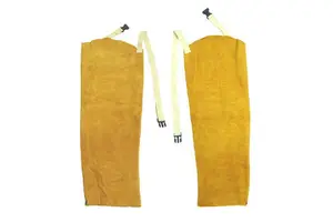 White Split Leather Arm Guard Heat & Spark Resistant Welding Safety Sleeve Cover for Work Heat Protection Clothing