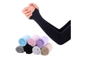 Summer Sunscreen Compression Anti-Bacterial Cooling Ice Silk UV Protective Long Arm Sleeve
