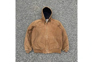 OEM Custom Vintage Faded Washed Retro Zip Up Carpenter Detroit Men Winter Duck Canvas Work Wear Trucker Jacket 500GSM Hoodies