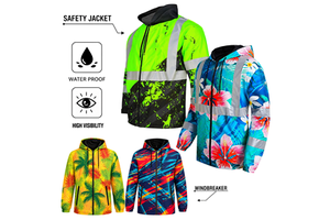 Custom ANSI Class 3 Waterproof Reflective High Visibility Safety Jacket-Lightweight Fluorescent Work Windbreaker