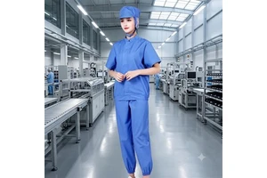Cleanroom Work Uniform Three-Piece Set with Cap for Electronics Factory Lab Dust-Free Workshop Blue ESD Safe Clothing Parts