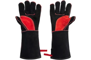 Ce Wholesale Premium Longfit Double Palm Stick Fireproof Heat Resistant Cow Split Leather Welding Safety Hand Glove