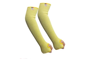 Yellow Nylon Knit Anti-Cut Heat Resistant UPF 50 Protection Unisex Safety Arm Sleeves with Glass Scratch Sleeve Protector
