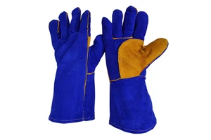 Welding Gloves Double Layer Cowhide Reinforced Thumb Long Sleeve Fireproof For Welding Industry