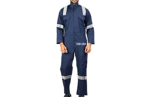 Custom Logo Cotton Safety Vest Industrial Workwear ANSI Class 1 Waterproof LED Flash Hi Vis Reflective Fire Retardant Uniforms