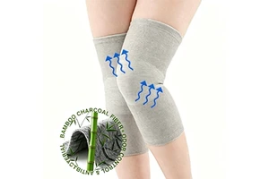 Breathable Bamboo Cotton Compression Knee Sleeve, Soft Protective Knee Support Gray