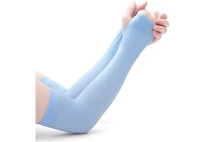 Plain Coloured Long Fingers Exposed Ice Silk Outdoor Fishing Arm Protective Sleeve Unisex Sports Cycling Sunscreen Sleeve
