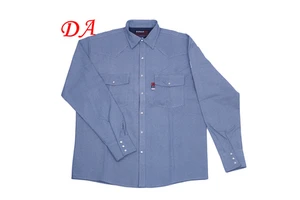Blue Anti-Static Waterproof Flame Retardant Plaid Cotton Work Shirt NFPA 2112 Certified EN/ASTM/GS Workwear