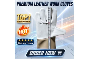 Premium 14 Inch Cowhide Leather Welding Gloves Heat Resistant Heavy Duty Safety Work Gloves for Welder Protection