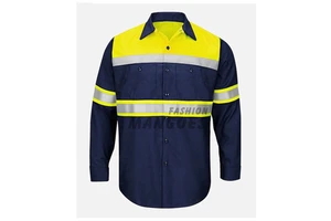 High Visibility ANSI Class 1 Summer Waterproof Polyester Cotton Nylon T-Shirts Long Sleeves Reflective Safety Features