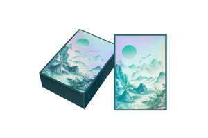 Custom Holographic Art Printed Card Sleeves Landscape Painting Laser Deck Protectors For Standard Size Trading Cards